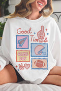 [G2113X-OSS] GAME DAY GOOD TIMES OVERSIZED SWEATSHIRTS: WHITE / S/M
