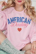 [G2028X-OSS] AMERICAN DARLING OVERSIZED SWEATSHIRTS: Pink / S/M