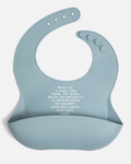 Meal Blessing Silicone Bib: Smoky Blue