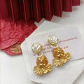 Guardian Angel Charm Pendant Earring, Pearl Dangling Earring