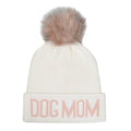 HatPhile Dog Mom PomPom Knit Beanie – Cozy Toque Stocking for Moms: White Pink