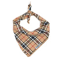 Tan Plaid Bandana: Tan / Small