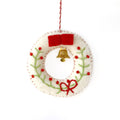 Wreath with Bell Felt Wool Christmas Ornament